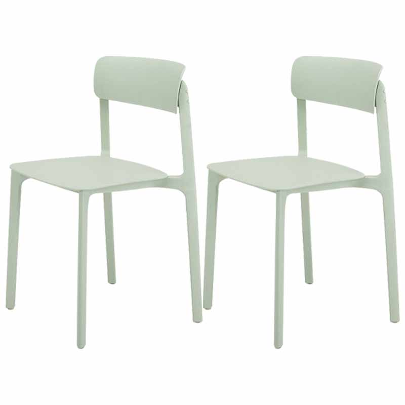 Modern Style Stackable Plastic Chair Open Back Dining Side Chair Green 2 Piece Set Clearhalo 'Dining Chairs' 'Dining Tables & Seating' 'dining_chair' 'furn' 'furn_dining_chair' 'Furniture' 'furniture_dining_chair' 'Kitchen & Dining Furniture' 4863635