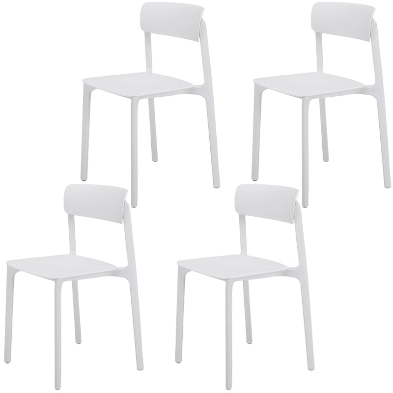 Modern Style Stackable Plastic Chair Open Back Dining Side Chair White 4 Piece Set Clearhalo 'Dining Chairs' 'Dining Tables & Seating' 'dining_chair' 'furn' 'furn_dining_chair' 'Furniture' 'furniture_dining_chair' 'Kitchen & Dining Furniture' 4863639