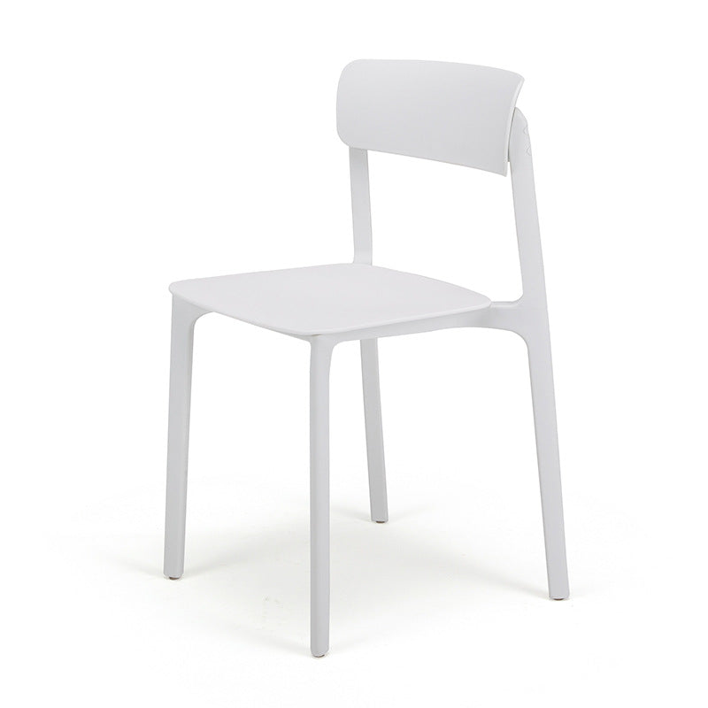 Modern Style Stackable Plastic Chair Open Back Dining Side Chair White 1 Piece Clearhalo 'Dining Chairs' 'Dining Tables & Seating' 'dining_chair' 'furn' 'furn_dining_chair' 'Furniture' 'furniture_dining_chair' 'Kitchen & Dining Furniture' 4863640