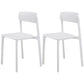 Modern Style Stackable Plastic Chair Open Back Dining Side Chair White 2 Piece Set Clearhalo 'Dining Chairs' 'Dining Tables & Seating' 'dining_chair' 'furn' 'furn_dining_chair' 'Furniture' 'furniture_dining_chair' 'Kitchen & Dining Furniture' 4863641