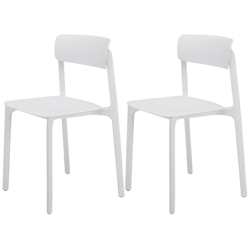 Modern Style Stackable Plastic Chair Open Back Dining Side Chair White 2 Piece Set Clearhalo 'Dining Chairs' 'Dining Tables & Seating' 'dining_chair' 'furn' 'furn_dining_chair' 'Furniture' 'furniture_dining_chair' 'Kitchen & Dining Furniture' 4863641