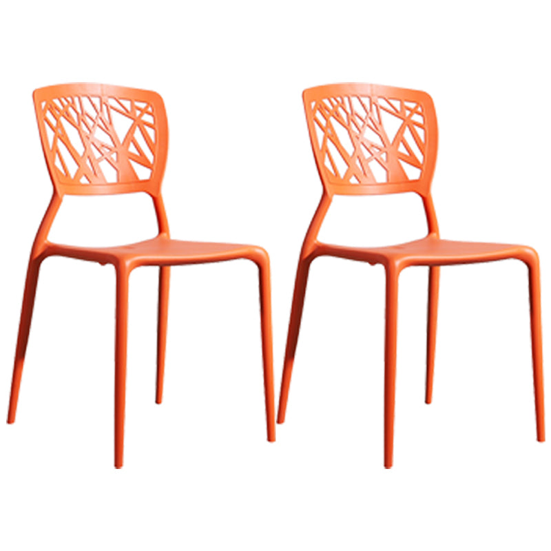 Scandinavian Plastic Kitchen and Dining Room Chair Open Back Dining Side Chair Orange 2 Piece Set Clearhalo 'Dining Chairs' 'Dining Tables & Seating' 'dining_chair' 'furn' 'furn_dining_chair' 'Furniture' 'furniture_dining_chair' 'Kitchen & Dining Furniture' 4863647