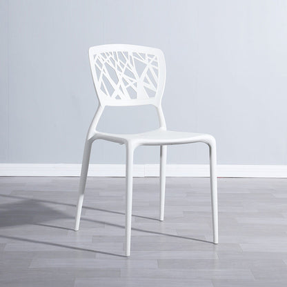 Scandinavian Plastic Kitchen and Dining Room Chair Open Back Dining Side Chair White 1 Piece Clearhalo 'Dining Chairs' 'Dining Tables & Seating' 'dining_chair' 'furn' 'furn_dining_chair' 'Furniture' 'furniture_dining_chair' 'Kitchen & Dining Furniture' 4863651