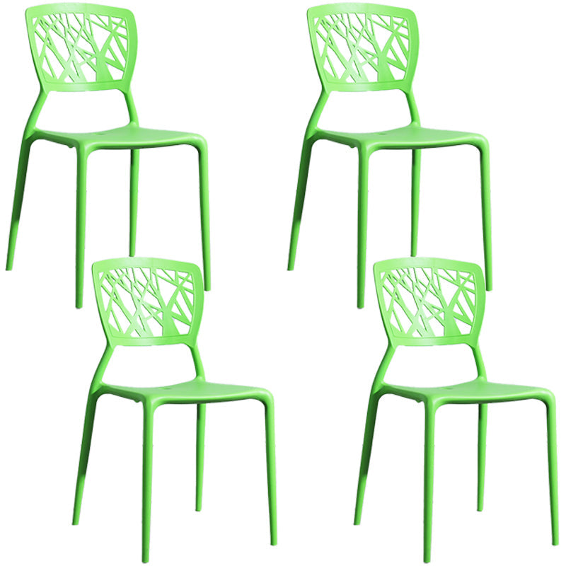 Scandinavian Plastic Kitchen and Dining Room Chair Open Back Dining Side Chair Green 4 Piece Set Clearhalo 'Dining Chairs' 'Dining Tables & Seating' 'dining_chair' 'furn' 'furn_dining_chair' 'Furniture' 'furniture_dining_chair' 'Kitchen & Dining Furniture' 4863656