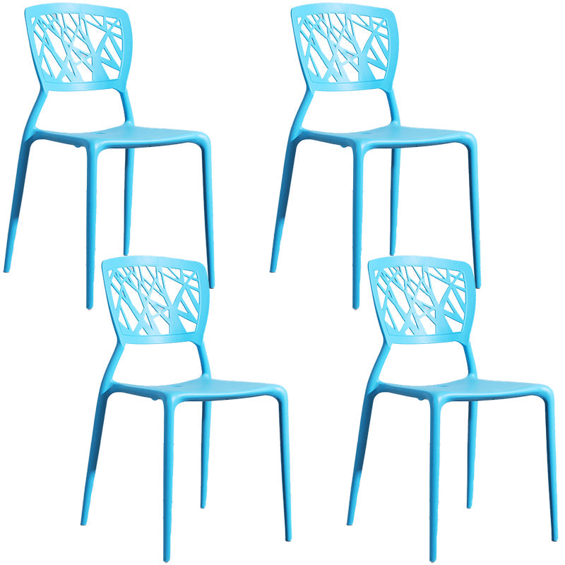 Scandinavian Plastic Kitchen and Dining Room Chair Open Back Dining Side Chair Blue 4 Piece Set Clearhalo 'Dining Chairs' 'Dining Tables & Seating' 'dining_chair' 'furn' 'furn_dining_chair' 'Furniture' 'furniture_dining_chair' 'Kitchen & Dining Furniture' 4863661