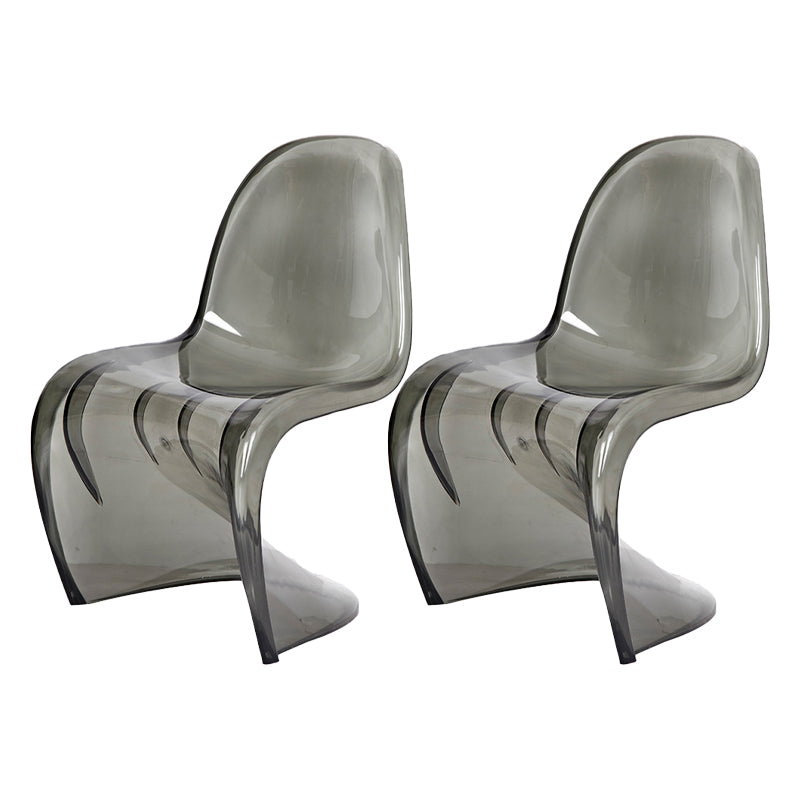 Nordic Style Armless Chair Plastic Home Side Chair for Dining Room Smoke Gray Set of 2 Clearhalo 'Dining Chairs' 'Dining Tables & Seating' 'dining_chair' 'Furniture' 'furniture_dining_chair' 'Kitchen & Dining Furniture' 4863671