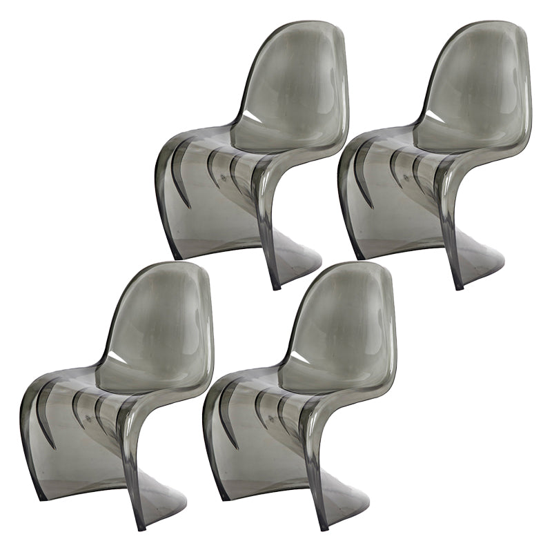 Nordic Style Armless Chair Plastic Home Side Chair for Dining Room Smoke Gray Set of 4 Clearhalo 'Dining Chairs' 'Dining Tables & Seating' 'dining_chair' 'Furniture' 'furniture_dining_chair' 'Kitchen & Dining Furniture' 4863673