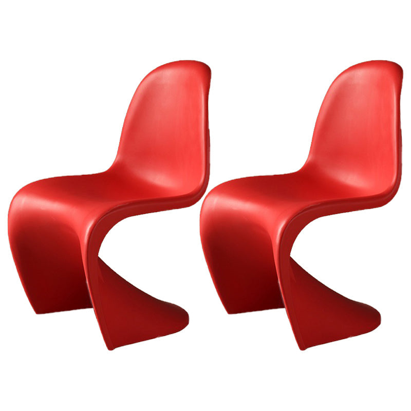 Nordic Style Armless Chair Plastic Home Side Chair for Dining Room Red Set of 2 Clearhalo 'Dining Chairs' 'Dining Tables & Seating' 'dining_chair' 'Furniture' 'furniture_dining_chair' 'Kitchen & Dining Furniture' 4863677