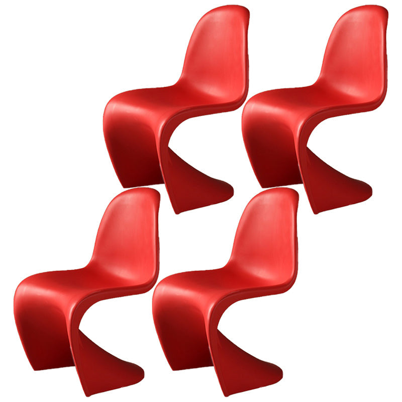 Nordic Style Armless Chair Plastic Home Side Chair for Dining Room Red Set of 4 Clearhalo 'Dining Chairs' 'Dining Tables & Seating' 'dining_chair' 'Furniture' 'furniture_dining_chair' 'Kitchen & Dining Furniture' 4863679