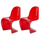 Nordic Style Armless Chair Plastic Home Side Chair for Dining Room Red Clear Set of 2 Clearhalo 'Dining Chairs' 'Dining Tables & Seating' 'dining_chair' 'Furniture' 'furniture_dining_chair' 'Kitchen & Dining Furniture' 4863682