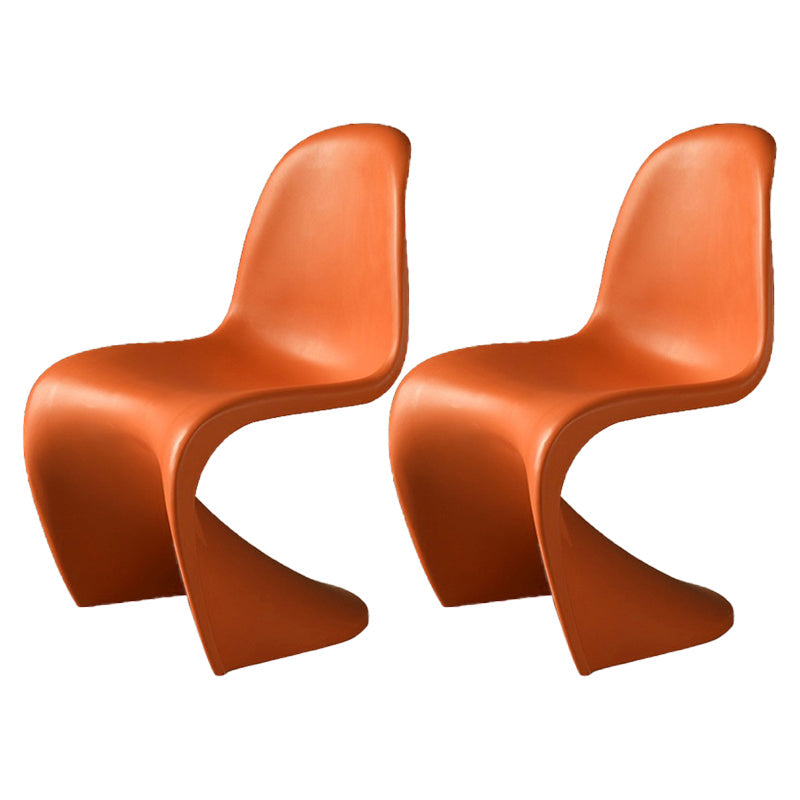Nordic Style Armless Chair Plastic Home Side Chair for Dining Room Orange Set of 2 Clearhalo 'Dining Chairs' 'Dining Tables & Seating' 'dining_chair' 'Furniture' 'furniture_dining_chair' 'Kitchen & Dining Furniture' 4863689