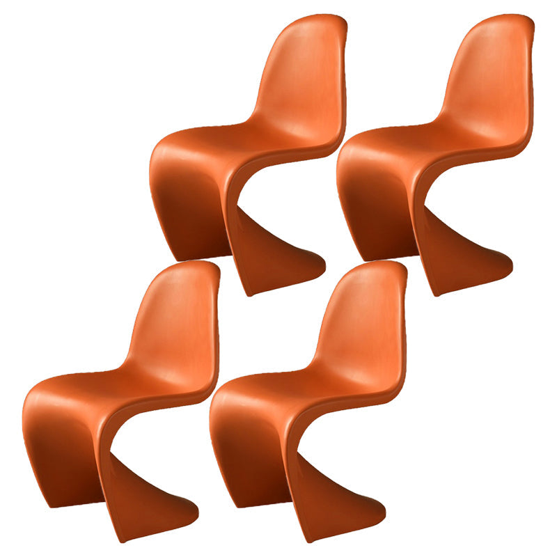 Nordic Style Armless Chair Plastic Home Side Chair for Dining Room Orange Set of 4 Clearhalo 'Dining Chairs' 'Dining Tables & Seating' 'dining_chair' 'Furniture' 'furniture_dining_chair' 'Kitchen & Dining Furniture' 4863690