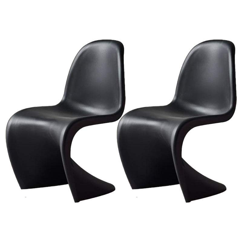 Nordic Style Armless Chair Plastic Home Side Chair for Dining Room Black Set of 2 Clearhalo 'Dining Chairs' 'Dining Tables & Seating' 'dining_chair' 'Furniture' 'furniture_dining_chair' 'Kitchen & Dining Furniture' 4863700