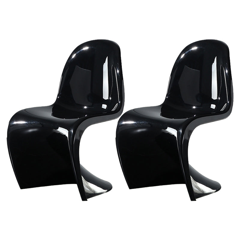 Nordic Style Armless Chair Plastic Home Side Chair for Dining Room Gloss Black Set of 2 Clearhalo 'Dining Chairs' 'Dining Tables & Seating' 'dining_chair' 'Furniture' 'furniture_dining_chair' 'Kitchen & Dining Furniture' 4863703