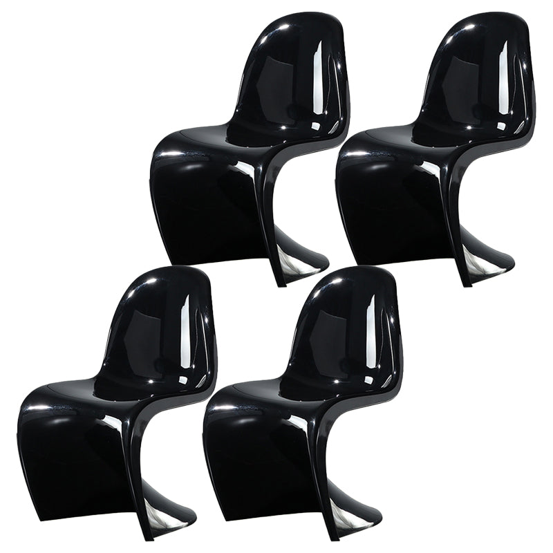 Nordic Style Armless Chair Plastic Home Side Chair for Dining Room Gloss Black Set of 4 Clearhalo 'Dining Chairs' 'Dining Tables & Seating' 'dining_chair' 'Furniture' 'furniture_dining_chair' 'Kitchen & Dining Furniture' 4863704