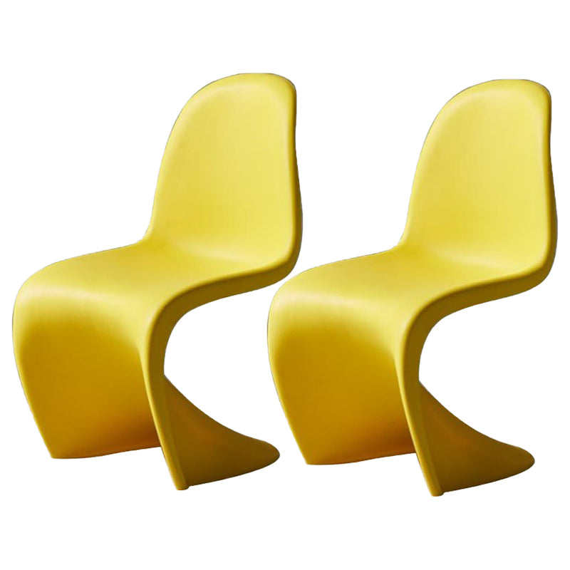 Nordic Style Armless Chair Plastic Home Side Chair for Dining Room Yellow Set of 2 Clearhalo 'Dining Chairs' 'Dining Tables & Seating' 'dining_chair' 'Furniture' 'furniture_dining_chair' 'Kitchen & Dining Furniture' 4863706