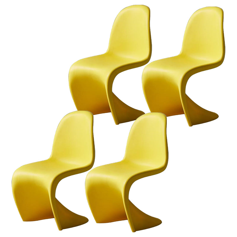 Nordic Style Armless Chair Plastic Home Side Chair for Dining Room Yellow Set of 4 Clearhalo 'Dining Chairs' 'Dining Tables & Seating' 'dining_chair' 'Furniture' 'furniture_dining_chair' 'Kitchen & Dining Furniture' 4863707