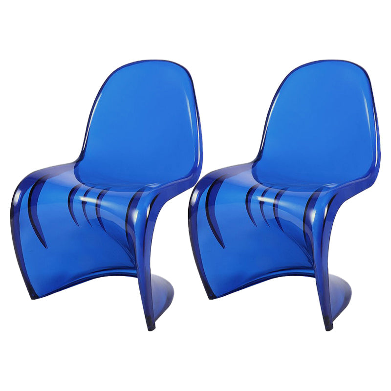 Nordic Style Armless Chair Plastic Home Side Chair for Dining Room Clear-Blue Set of 2 Clearhalo 'Dining Chairs' 'Dining Tables & Seating' 'dining_chair' 'Furniture' 'furniture_dining_chair' 'Kitchen & Dining Furniture' 4863709