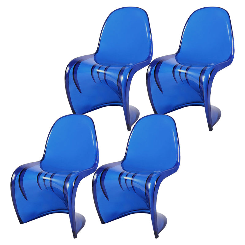 Nordic Style Armless Chair Plastic Home Side Chair for Dining Room Clear-Blue Set of 4 Clearhalo 'Dining Chairs' 'Dining Tables & Seating' 'dining_chair' 'Furniture' 'furniture_dining_chair' 'Kitchen & Dining Furniture' 4863710