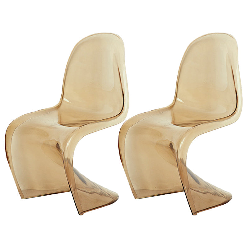 Nordic Style Armless Chair Plastic Home Side Chair for Dining Room Amber Set of 2 Clearhalo 'Dining Chairs' 'Dining Tables & Seating' 'dining_chair' 'Furniture' 'furniture_dining_chair' 'Kitchen & Dining Furniture' 4863721