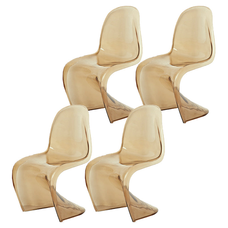 Nordic Style Armless Chair Plastic Home Side Chair for Dining Room Amber Set of 4 Clearhalo 'Dining Chairs' 'Dining Tables & Seating' 'dining_chair' 'Furniture' 'furniture_dining_chair' 'Kitchen & Dining Furniture' 4863722