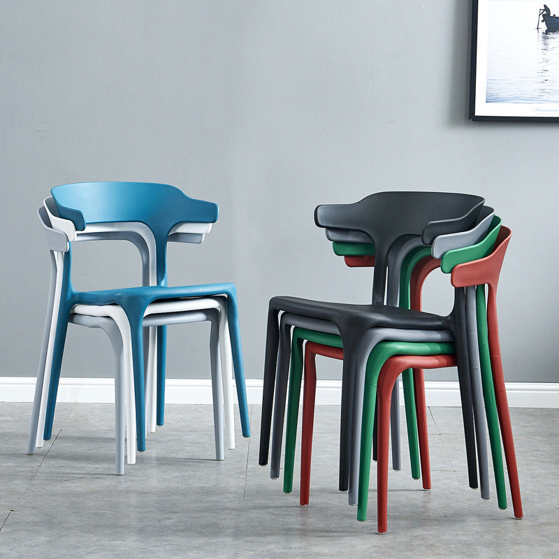 Nordic Style Arm Chair Plastic Stackable Chair for Dining Room Clearhalo 'Dining Chairs' 'Dining Tables & Seating' 'dining_chair' 'furn' 'furn_dining_chair' 'Furniture' 'furniture_dining_chair' 'Kitchen & Dining Furniture' 4863724