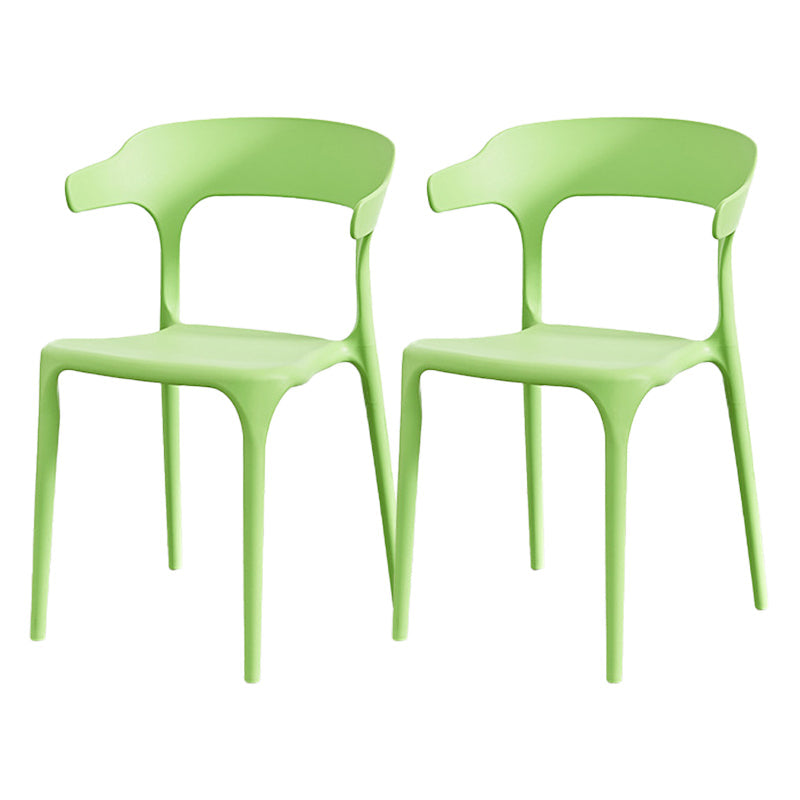 Nordic Style Arm Chair Plastic Stackable Chair for Dining Room Light Green 2 Piece Set Clearhalo 'Dining Chairs' 'Dining Tables & Seating' 'dining_chair' 'furn' 'furn_dining_chair' 'Furniture' 'furniture_dining_chair' 'Kitchen & Dining Furniture' 4863730