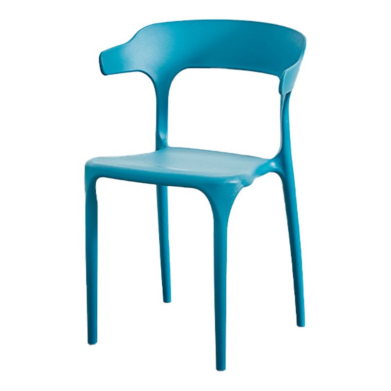 Nordic Style Arm Chair Plastic Stackable Chair for Dining Room Dark Blue 1 Piece Clearhalo 'Dining Chairs' 'Dining Tables & Seating' 'dining_chair' 'furn' 'furn_dining_chair' 'Furniture' 'furniture_dining_chair' 'Kitchen & Dining Furniture' 4863732