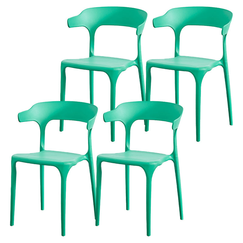 Nordic Style Arm Chair Plastic Stackable Chair for Dining Room Green 4 Piece Set Clearhalo 'Dining Chairs' 'Dining Tables & Seating' 'dining_chair' 'furn' 'furn_dining_chair' 'Furniture' 'furniture_dining_chair' 'Kitchen & Dining Furniture' 4863738