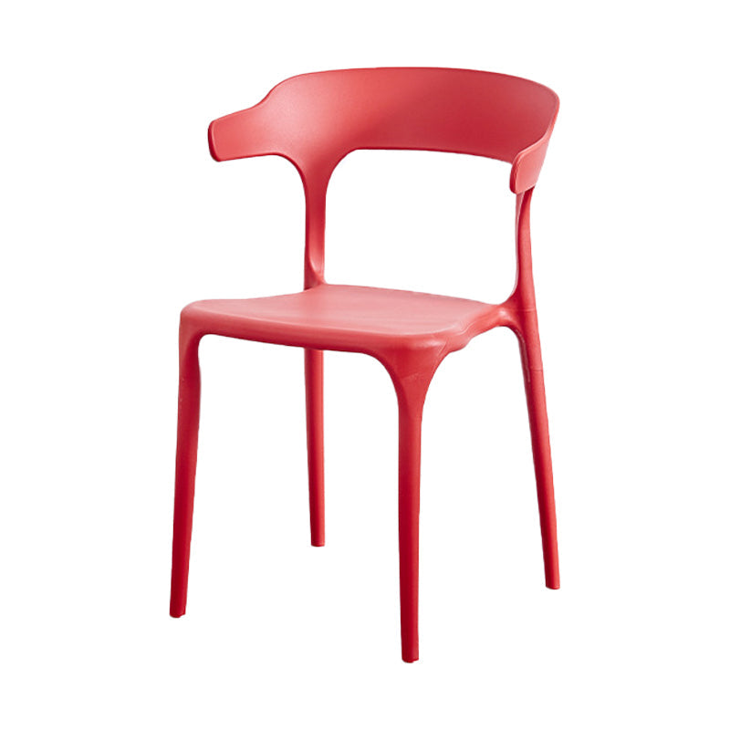 Nordic Style Arm Chair Plastic Stackable Chair for Dining Room Red 1 Piece Clearhalo 'Dining Chairs' 'Dining Tables & Seating' 'dining_chair' 'furn' 'furn_dining_chair' 'Furniture' 'furniture_dining_chair' 'Kitchen & Dining Furniture' 4863740