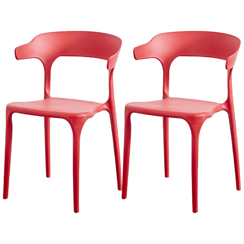 Nordic Style Arm Chair Plastic Stackable Chair for Dining Room Red 2 Piece Set Clearhalo 'Dining Chairs' 'Dining Tables & Seating' 'dining_chair' 'furn' 'furn_dining_chair' 'Furniture' 'furniture_dining_chair' 'Kitchen & Dining Furniture' 4863742