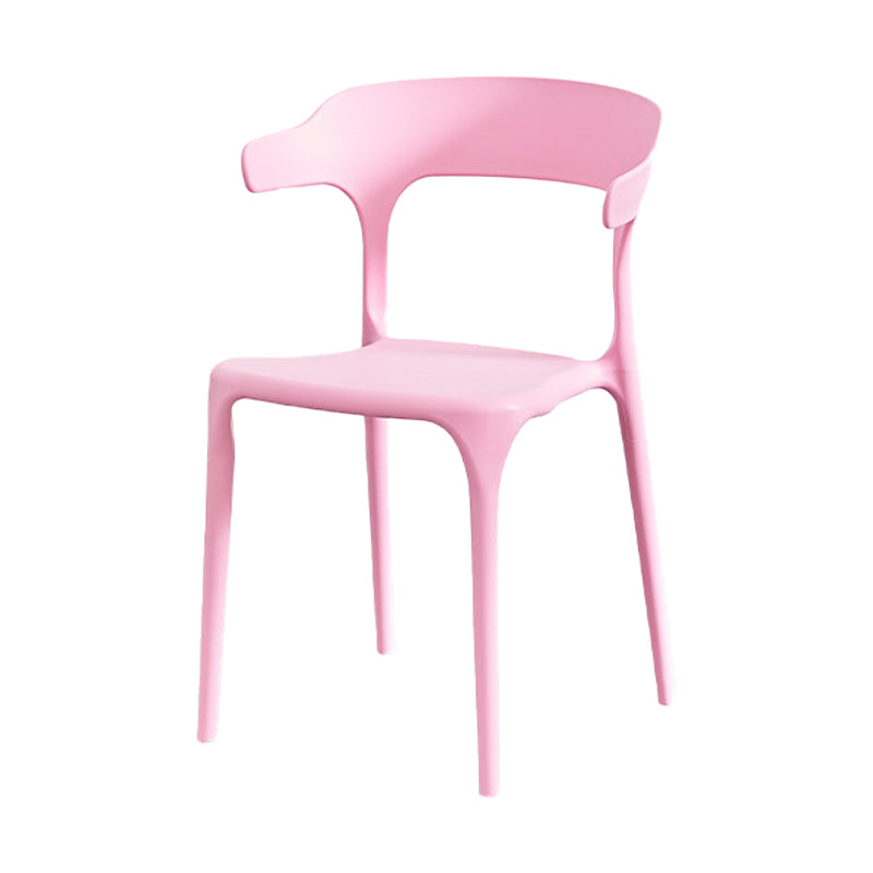 Nordic Style Arm Chair Plastic Stackable Chair for Dining Room Pink 1 Piece Clearhalo 'Dining Chairs' 'Dining Tables & Seating' 'dining_chair' 'furn' 'furn_dining_chair' 'Furniture' 'furniture_dining_chair' 'Kitchen & Dining Furniture' 4863746