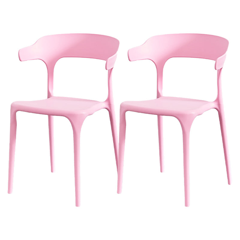 Nordic Style Arm Chair Plastic Stackable Chair for Dining Room Pink 2 Piece Set Clearhalo 'Dining Chairs' 'Dining Tables & Seating' 'dining_chair' 'furn' 'furn_dining_chair' 'Furniture' 'furniture_dining_chair' 'Kitchen & Dining Furniture' 4863747