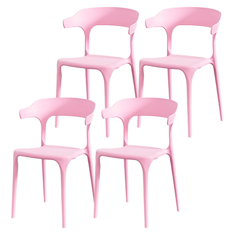 Nordic Style Arm Chair Plastic Stackable Chair for Dining Room Pink 4 Piece Set Clearhalo 'Dining Chairs' 'Dining Tables & Seating' 'dining_chair' 'furn' 'furn_dining_chair' 'Furniture' 'furniture_dining_chair' 'Kitchen & Dining Furniture' 4863748