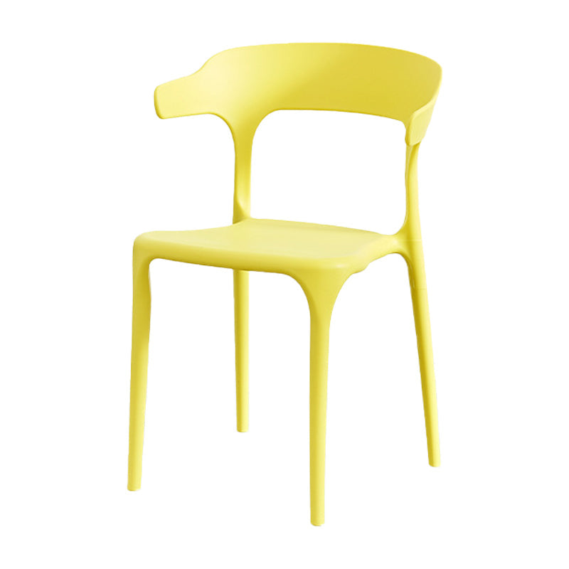 Nordic Style Arm Chair Plastic Stackable Chair for Dining Room Yellow 1 Piece Clearhalo 'Dining Chairs' 'Dining Tables & Seating' 'dining_chair' 'furn' 'furn_dining_chair' 'Furniture' 'furniture_dining_chair' 'Kitchen & Dining Furniture' 4863749
