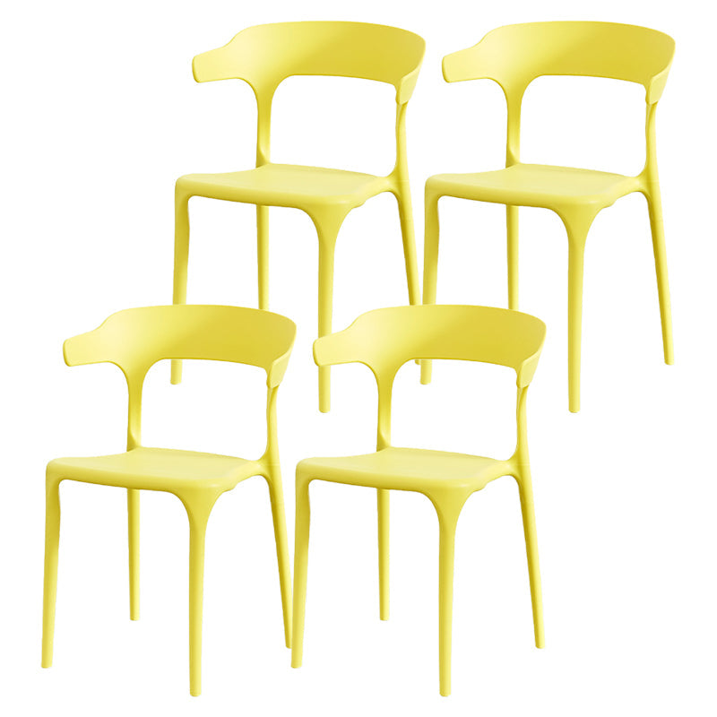 Nordic Style Arm Chair Plastic Stackable Chair for Dining Room Yellow 4 Piece Set Clearhalo 'Dining Chairs' 'Dining Tables & Seating' 'dining_chair' 'furn' 'furn_dining_chair' 'Furniture' 'furniture_dining_chair' 'Kitchen & Dining Furniture' 4863751