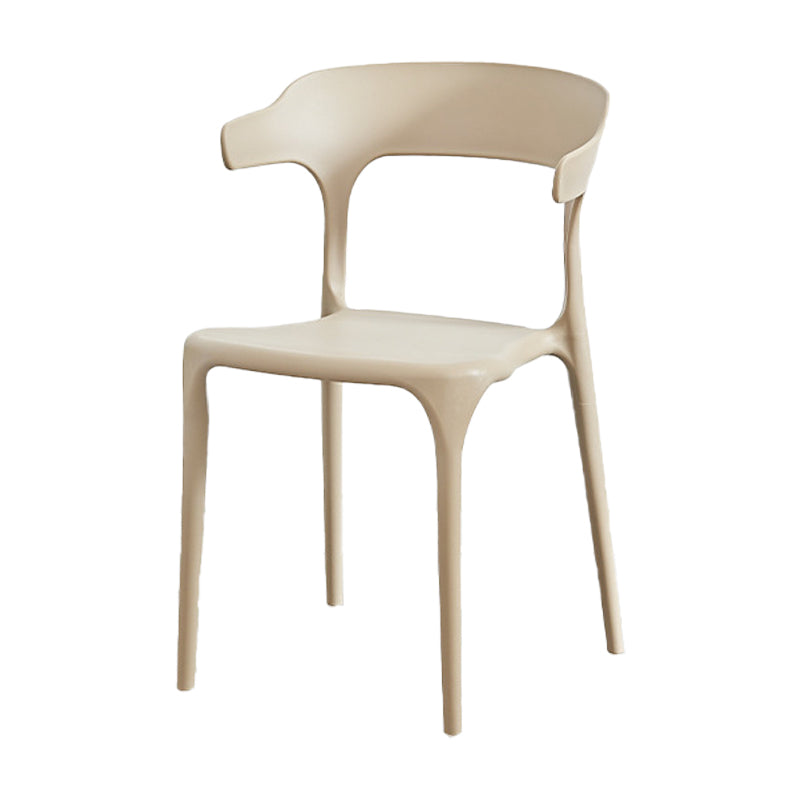 Nordic Style Arm Chair Plastic Stackable Chair for Dining Room Khaki 1 Piece Clearhalo 'Dining Chairs' 'Dining Tables & Seating' 'dining_chair' 'furn' 'furn_dining_chair' 'Furniture' 'furniture_dining_chair' 'Kitchen & Dining Furniture' 4863752