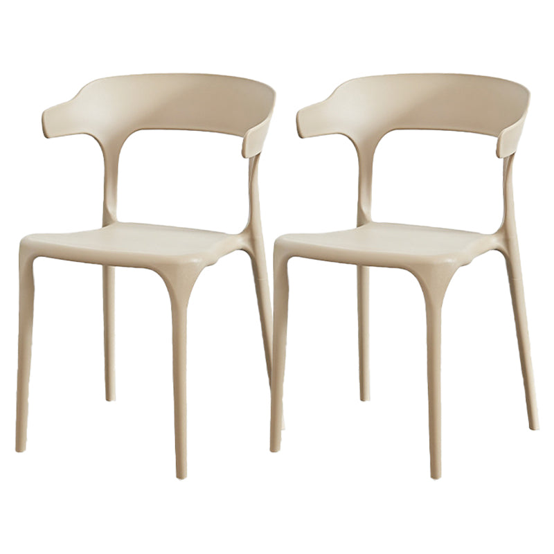 Nordic Style Arm Chair Plastic Stackable Chair for Dining Room Khaki 2 Piece Set Clearhalo 'Dining Chairs' 'Dining Tables & Seating' 'dining_chair' 'furn' 'furn_dining_chair' 'Furniture' 'furniture_dining_chair' 'Kitchen & Dining Furniture' 4863753