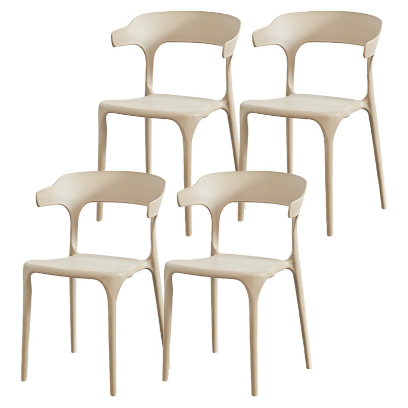 Nordic Style Arm Chair Plastic Stackable Chair for Dining Room Khaki 4 Piece Set Clearhalo 'Dining Chairs' 'Dining Tables & Seating' 'dining_chair' 'furn' 'furn_dining_chair' 'Furniture' 'furniture_dining_chair' 'Kitchen & Dining Furniture' 4863754