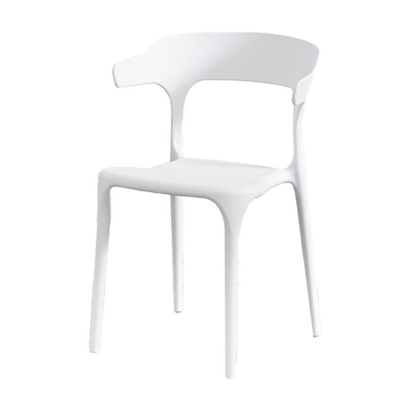 Nordic Style Arm Chair Plastic Stackable Chair for Dining Room White 1 Piece Clearhalo 'Dining Chairs' 'Dining Tables & Seating' 'dining_chair' 'furn' 'furn_dining_chair' 'Furniture' 'furniture_dining_chair' 'Kitchen & Dining Furniture' 4863755
