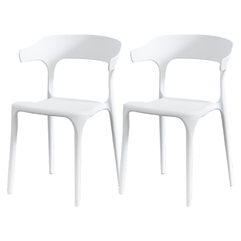 Nordic Style Arm Chair Plastic Stackable Chair for Dining Room White 2 Piece Set Clearhalo 'Dining Chairs' 'Dining Tables & Seating' 'dining_chair' 'furn' 'furn_dining_chair' 'Furniture' 'furniture_dining_chair' 'Kitchen & Dining Furniture' 4863756