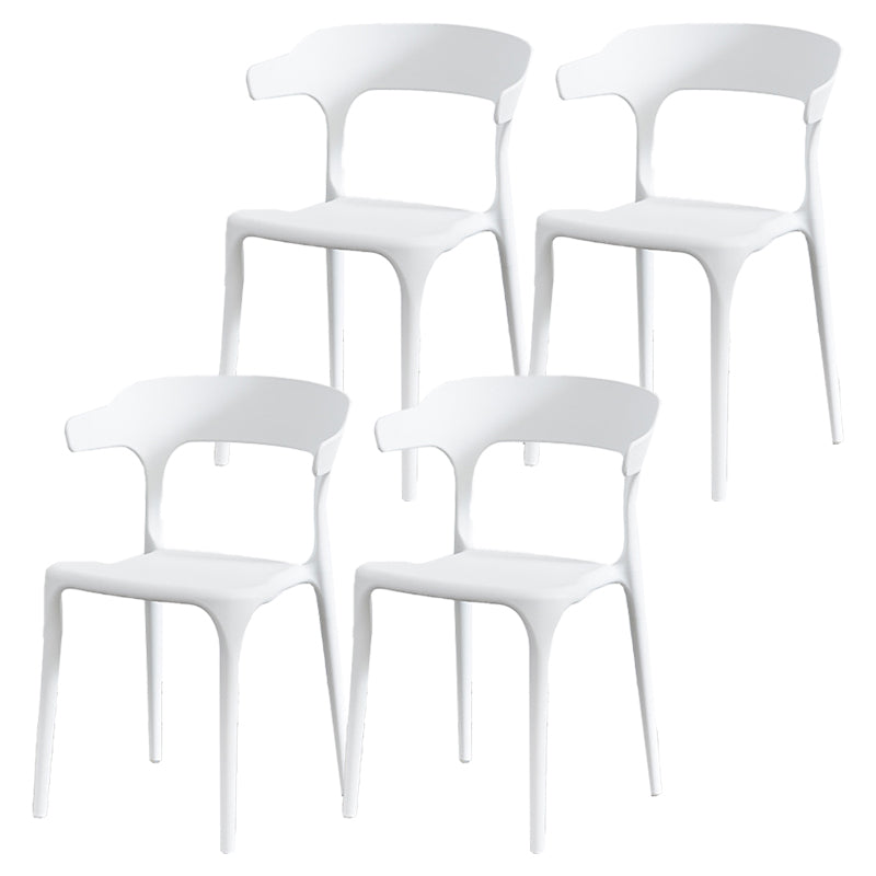 Nordic Style Arm Chair Plastic Stackable Chair for Dining Room White 4 Piece Set Clearhalo 'Dining Chairs' 'Dining Tables & Seating' 'dining_chair' 'furn' 'furn_dining_chair' 'Furniture' 'furniture_dining_chair' 'Kitchen & Dining Furniture' 4863757