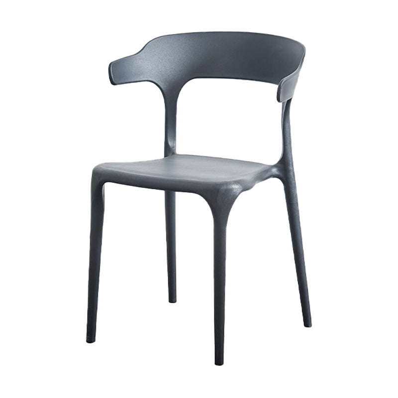 Nordic Style Arm Chair Plastic Stackable Chair for Dining Room Black 1 Piece Clearhalo 'Dining Chairs' 'Dining Tables & Seating' 'dining_chair' 'furn' 'furn_dining_chair' 'Furniture' 'furniture_dining_chair' 'Kitchen & Dining Furniture' 4863758