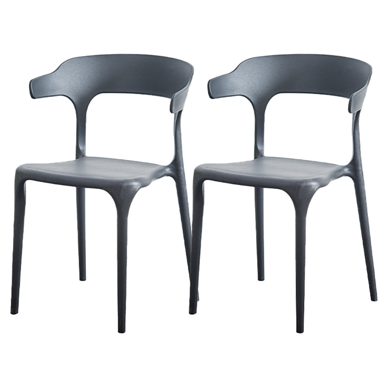 Nordic Style Arm Chair Plastic Stackable Chair for Dining Room Black 2 Piece Set Clearhalo 'Dining Chairs' 'Dining Tables & Seating' 'dining_chair' 'furn' 'furn_dining_chair' 'Furniture' 'furniture_dining_chair' 'Kitchen & Dining Furniture' 4863759