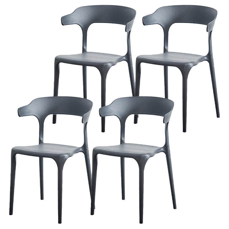 Nordic Style Arm Chair Plastic Stackable Chair for Dining Room Black 4 Piece Set Clearhalo 'Dining Chairs' 'Dining Tables & Seating' 'dining_chair' 'furn' 'furn_dining_chair' 'Furniture' 'furniture_dining_chair' 'Kitchen & Dining Furniture' 4863760