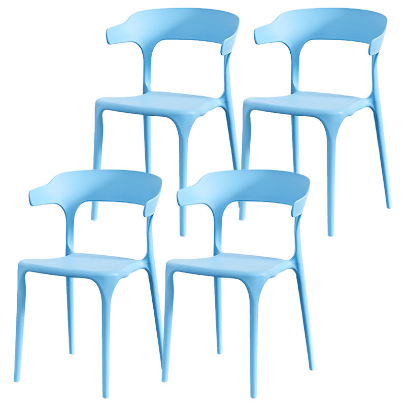 Nordic Style Arm Chair Plastic Stackable Chair for Dining Room Blue 4 Piece Set Clearhalo 'Dining Chairs' 'Dining Tables & Seating' 'dining_chair' 'furn' 'furn_dining_chair' 'Furniture' 'furniture_dining_chair' 'Kitchen & Dining Furniture' 4863763