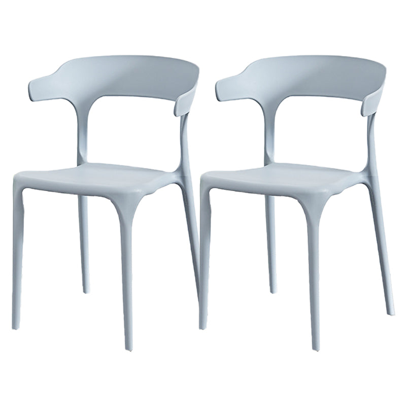 Nordic Style Arm Chair Plastic Stackable Chair for Dining Room Light Gray 2 Piece Set Clearhalo 'Dining Chairs' 'Dining Tables & Seating' 'dining_chair' 'furn' 'furn_dining_chair' 'Furniture' 'furniture_dining_chair' 'Kitchen & Dining Furniture' 4863768