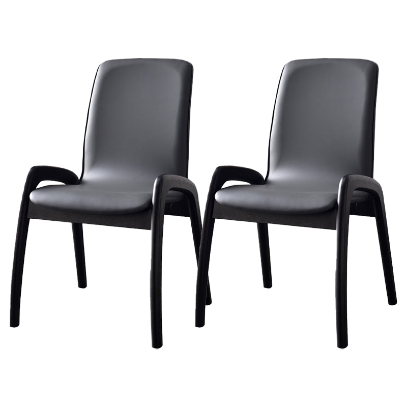 Modern Style Arm Chair Black Wood Legs Side Chair with Upholstered for Dining Room Dark Gray 2 Piece Set Clearhalo 'Dining Chairs' 'Dining Tables & Seating' 'dining_chair' 'furn' 'furn_dining_chair' 'Furniture' 'furniture_dining_chair' 'Kitchen & Dining Furniture' 4863775