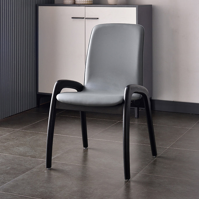 Modern Style Arm Chair Black Wood Legs Side Chair with Upholstered for Dining Room Grey 1 Piece Clearhalo 'Dining Chairs' 'Dining Tables & Seating' 'dining_chair' 'furn' 'furn_dining_chair' 'Furniture' 'furniture_dining_chair' 'Kitchen & Dining Furniture' 4863778