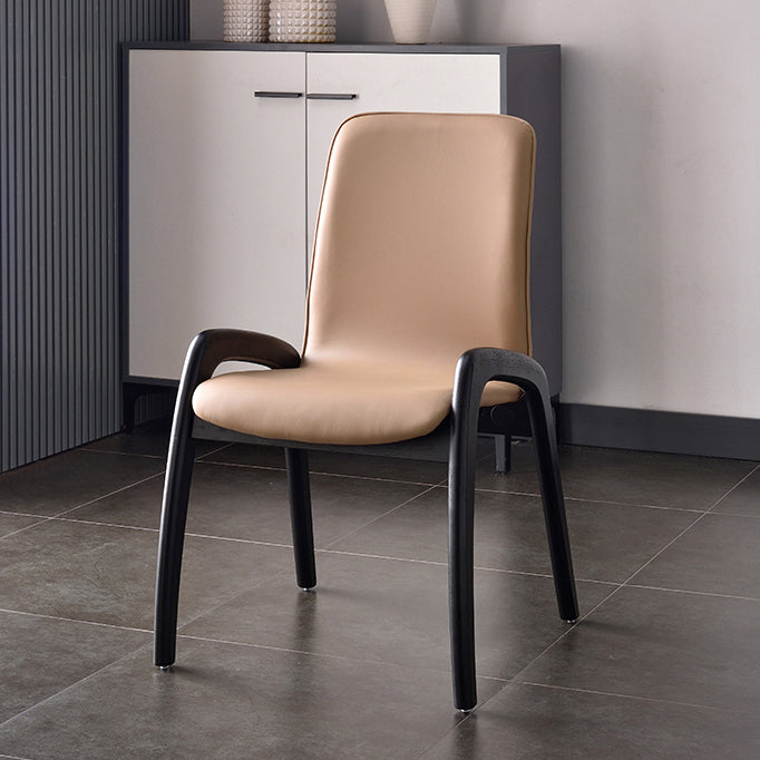 Modern Style Arm Chair Black Wood Legs Side Chair with Upholstered for Dining Room Camel 1 Piece Clearhalo 'Dining Chairs' 'Dining Tables & Seating' 'dining_chair' 'furn' 'furn_dining_chair' 'Furniture' 'furniture_dining_chair' 'Kitchen & Dining Furniture' 4863790